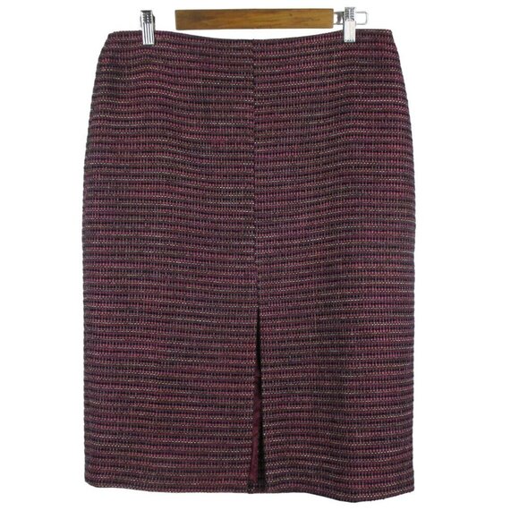 Boden Pencil Skirt Burgundy Multi Thread Tailored Knee Length Size 10L - Picture 1 of 6